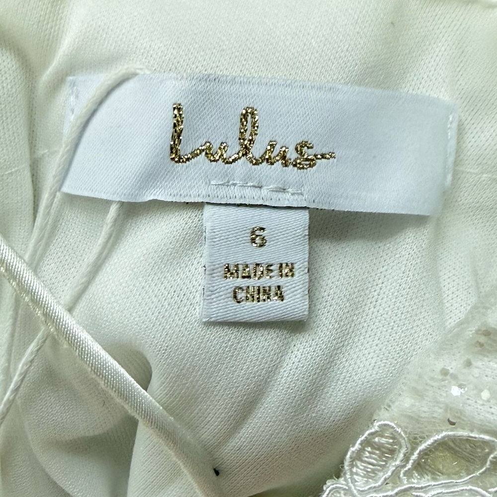 Lulu's White Lace Plunging V-Neck Spaghetti Strap Wedding Dress - Picture 10 of 10